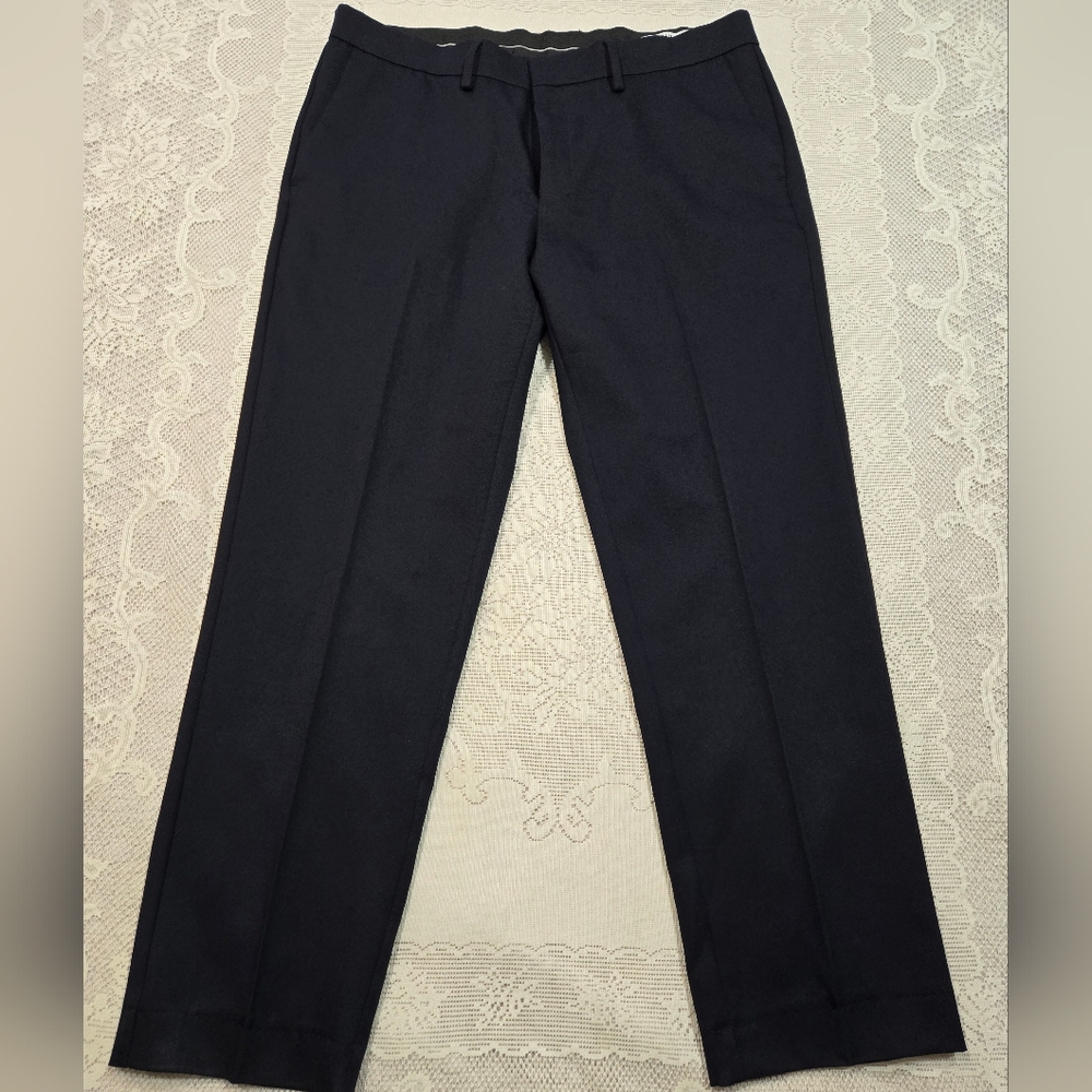 Haggar Mens Dress  Straight Slim Pants 36x30 Blue Business Causal Busines